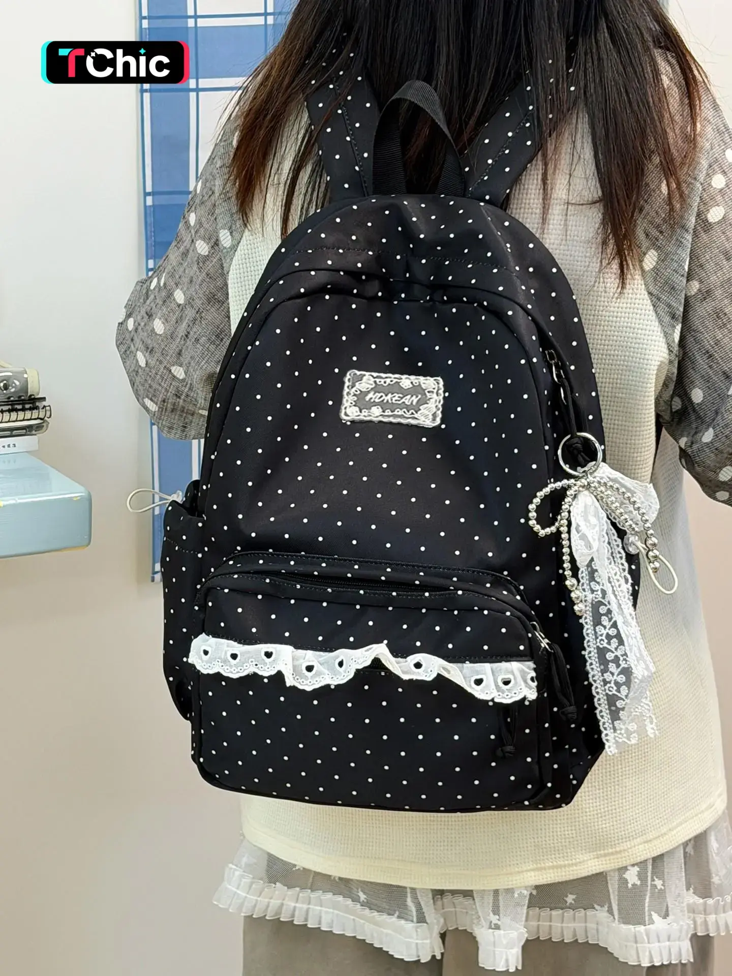 Lace Trim Design Backpack, Large Capacity Versatile Bag, Unique High Aesthetic Student Schoolbag for Girls, Perfect for Back-To-School Season, Cute Backpack