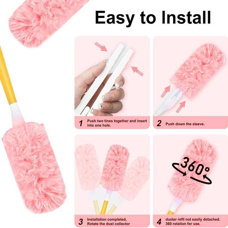Duster Set, 1 Set Duster with Replacement Head & Handle, Household Cleaning Tool for Home Car Office Dormitory Kitchen Bathroom Cleaning Supply, Home Cleaning Products