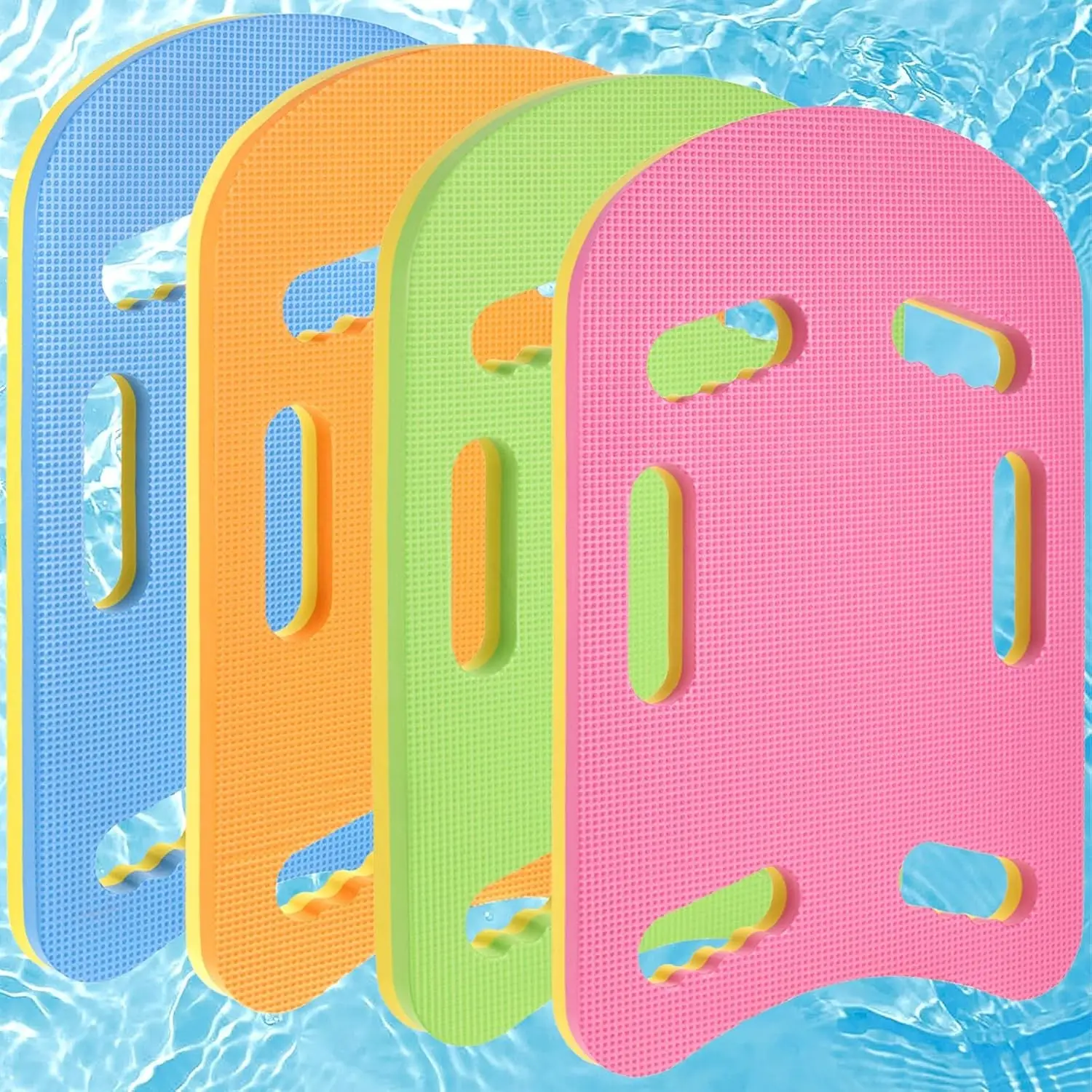 4 Pack U Design EVA Foam Swimming Kickboard for Kids Beginners, Contour Kick Board with Handles for Swimming Training Float Exercise Equipment