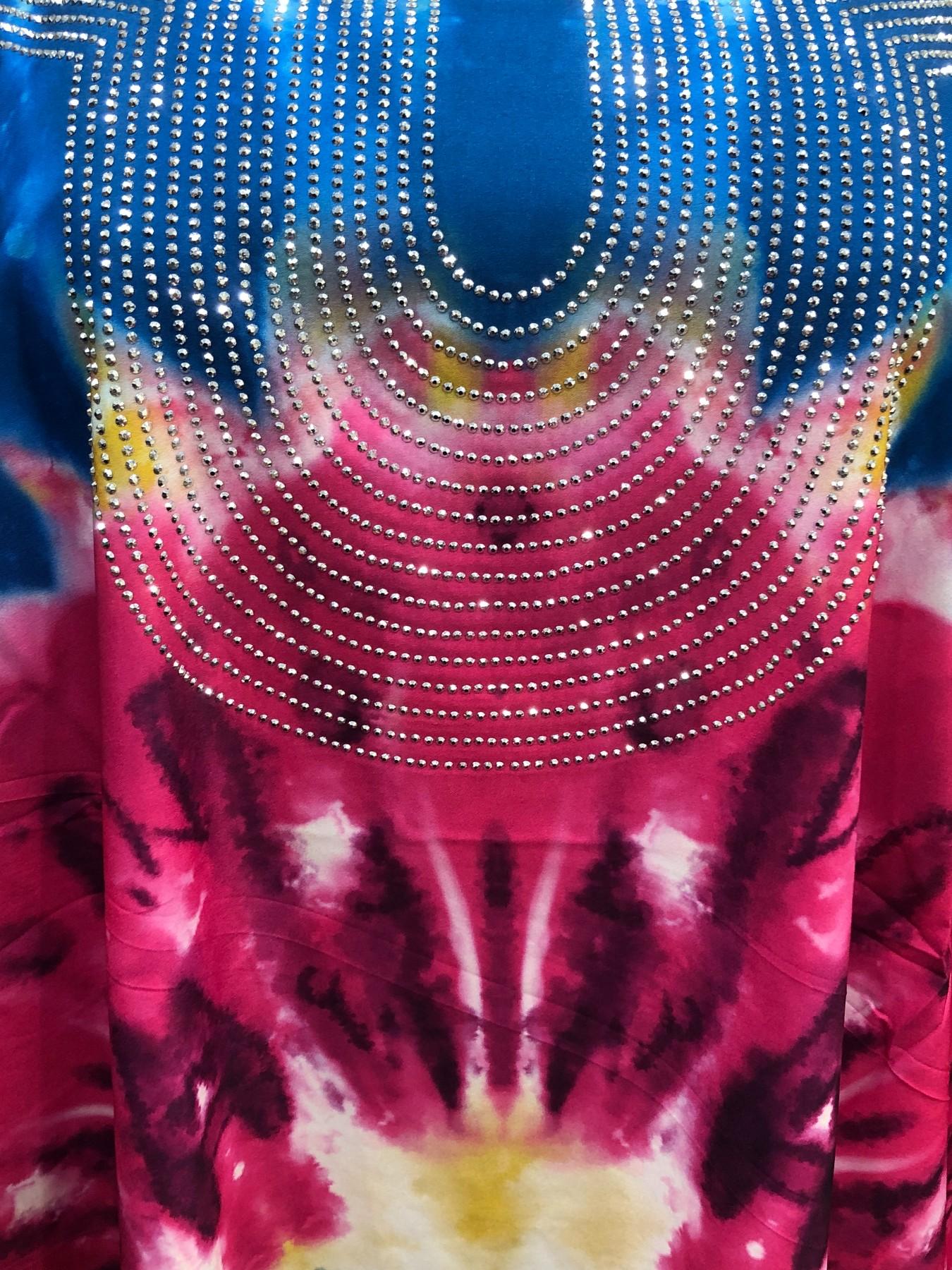 African Tie-Dye Embroidered Boubou Kaftan Long Dress, Traditional Clothing, Casual Daily Wear, Loose Fit, Plus Size, Vacation Style