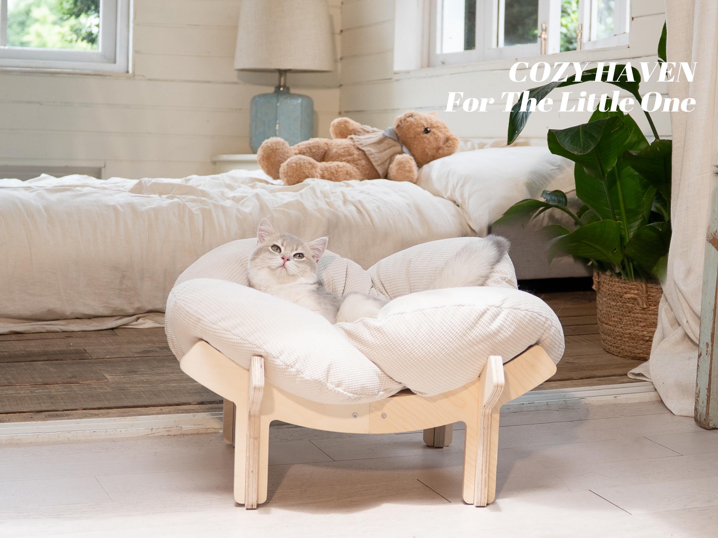 Elevated Flower Cat Bed,Wooden with Cushion, Fluffy Pet Couch Sofa for Indoor Cats and Dogs, Raised Kitty Lounge Chair, Suitable for Puppy, Cat Furniture(Large) Elevated Flower Cat Bed,Wooden with Cushion, Fluffy Pet Couch Sofa for Indoor Cats and Dogs, Raised Kitty Lounge Chair, Suitable for Puppy, Cat Furniture(Large)