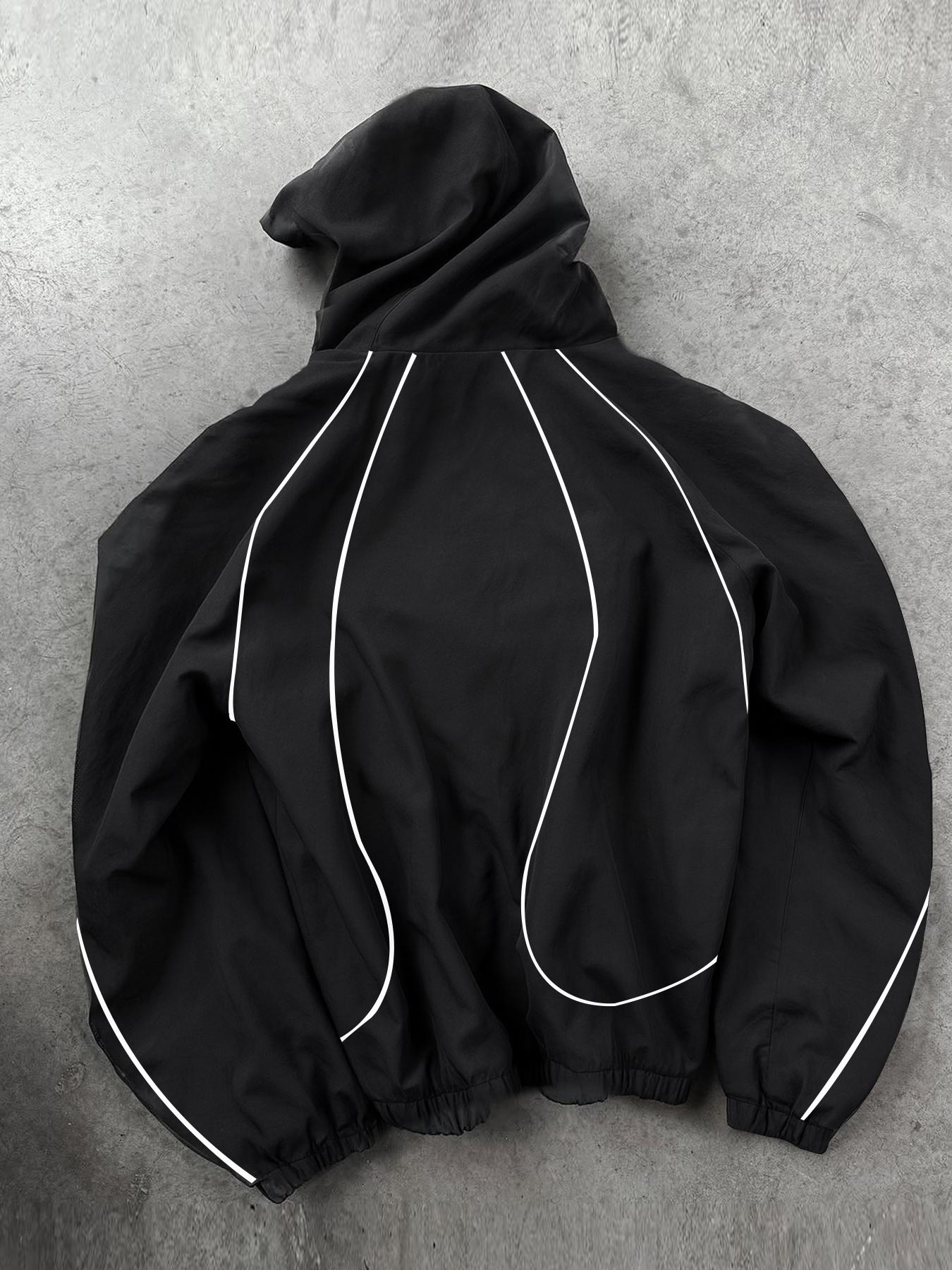 Men's Windproof Waterproof Jacket, Breathable Outdoor Hiking Coat, Foldable Hat Design, Lightweight Durable, All-Weather Use, Outdoor Sports Jacket, Sports Hooded Jacket, Hooded Athletic Coat, Outdoor Wear