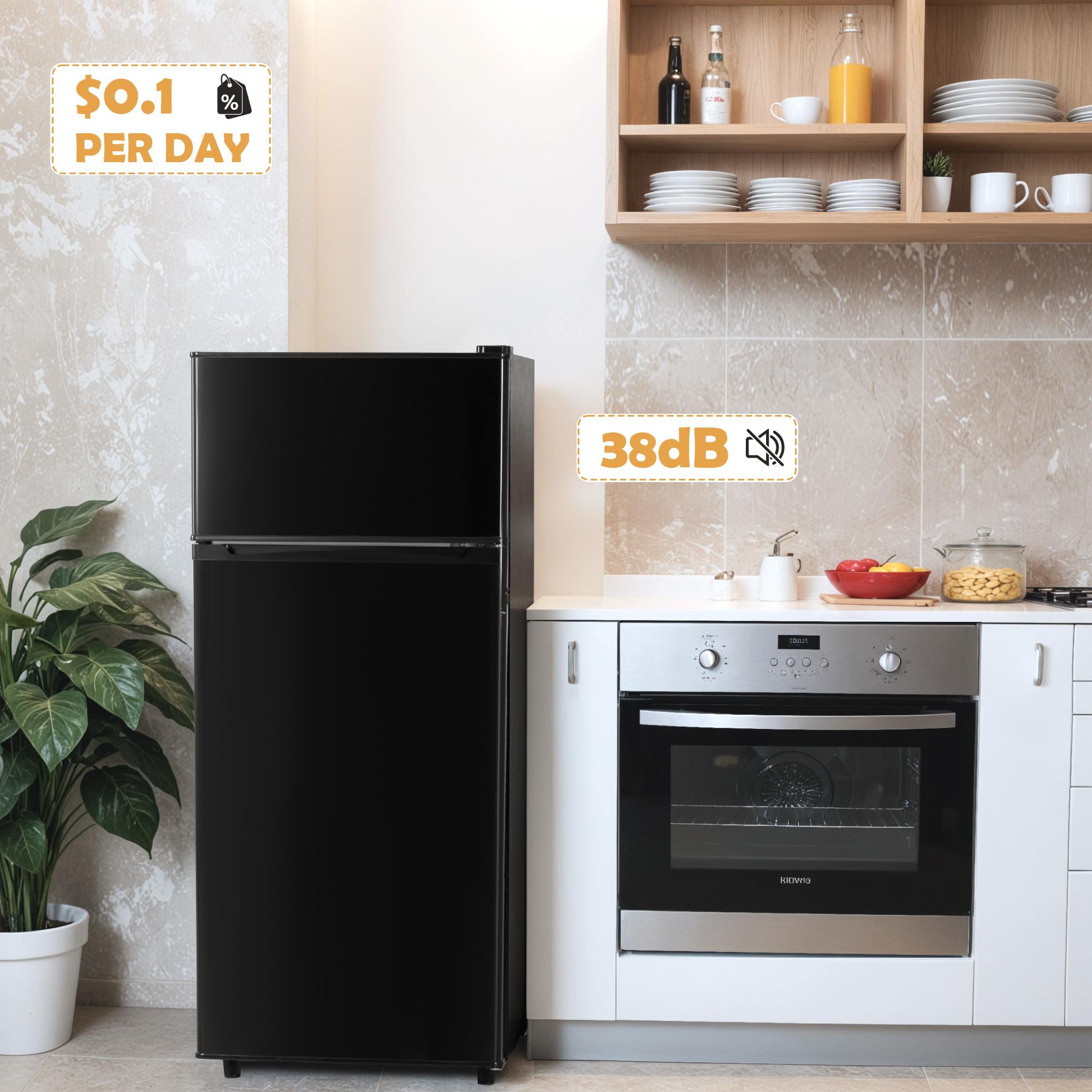 MANASTIN 4.5 Cu.ft Mini Fridge with Freezer, Small Fridge with 2 Doors for Office, Kitchen, Dorm and Bedroom, Mini Refrigerator with Adjustable Shelves