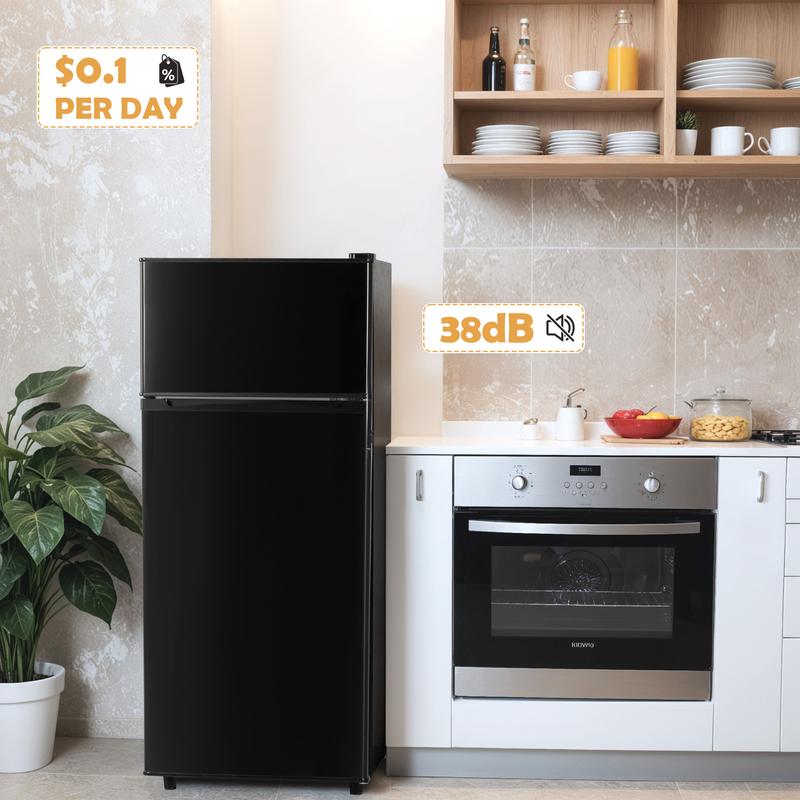 MANASTIN 4.5 Cu.ft Mini Fridge with Freezer, Small Fridge with 2 Doors for Office, Kitchen, Dorm and Bedroom, Mini Refrigerator with Adjustable Shelves