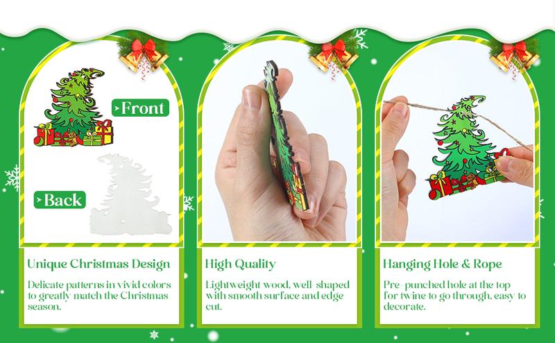 Christmas Clearance Sale Christmas Wooden Hanging Ornaments 40/36 Pcs Cartoon-Inspired Christmas Character Decor, Green Christmas Monster Decoration, Pink Christmas Tree Ornaments, Santa Candy Cane Gingerbread Ornament, Festival Party Home Xmas Tree Decor