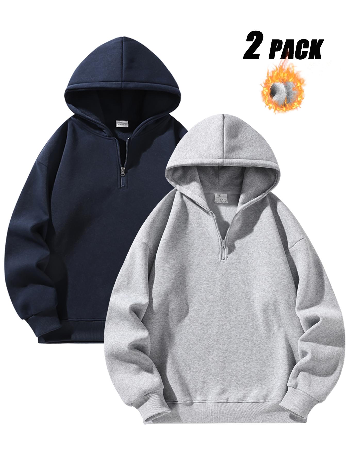 Men's Fleece-Lined Athletic Half-Zip Hoodie - Fitted, Plain Color, Basic Style, Warm & Comfortable for Daily Wear, Street Casual & Outdoor Activities， Unisex Fleece Casual Sweatshirt ，Men's Upper Body Sweater