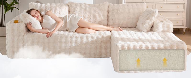 MAXYOYO 104" Modular Sectional Couch with L-Shape Chaise, Modern Boneless Couch for Living Room, Sofa in A Box, Faux Fur Sofa Sleeper with Deep Seat, No Assembly Required MAXYOYO 104" Modular Sectional Couch with L-Shape Chaise, Modern Boneless Couch for Living Room, Sofa in A Box, Faux Fur Sofa Sleeper with Deep Seat, No Assembly Required