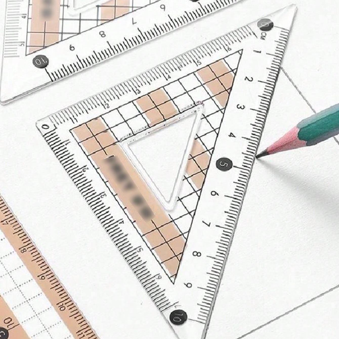 Ruler and Compass Set with Measuring Tool, Office, Teaching, Student Gift, Triangle Ruler Kit, Drawing Tools, Measurement Instruments