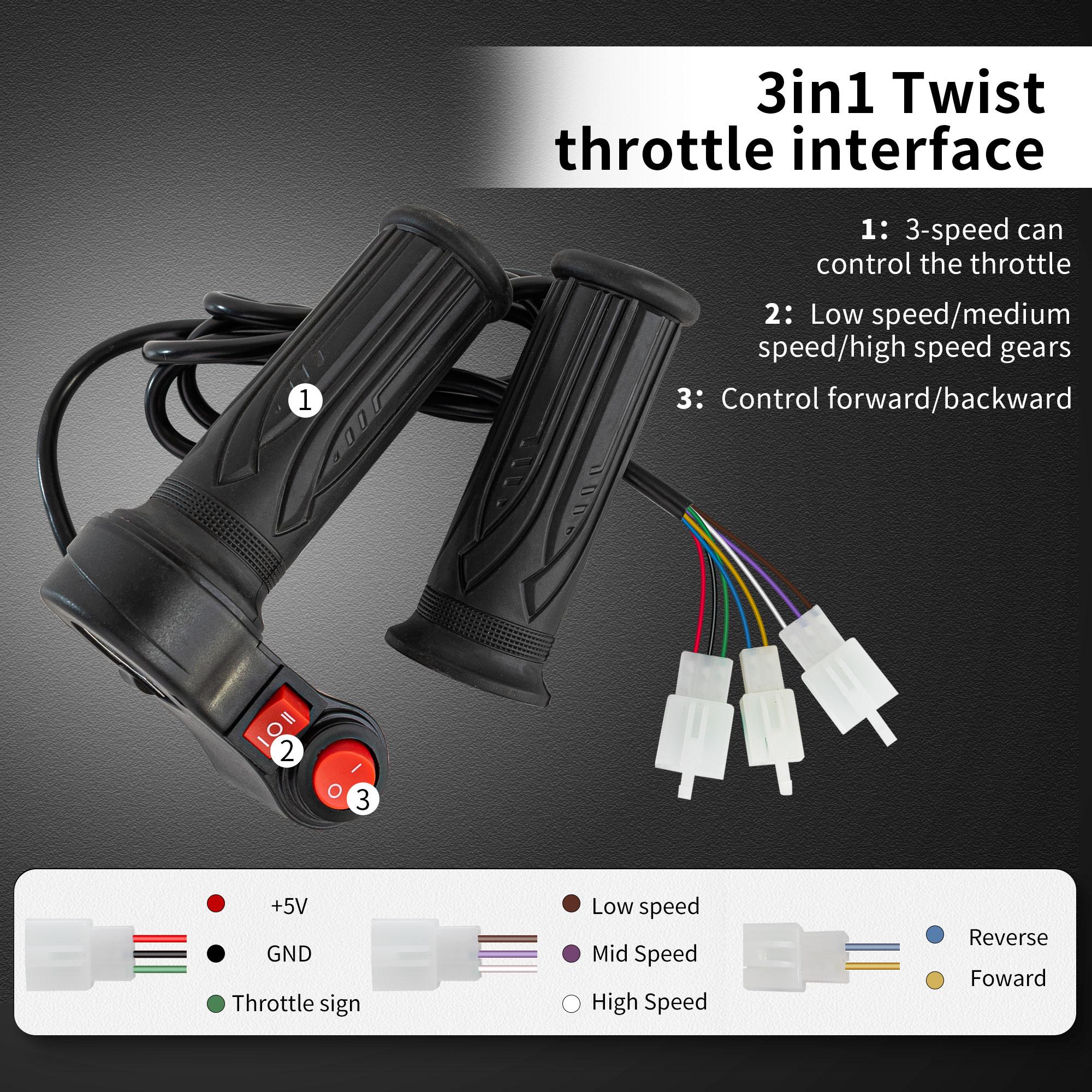Universal Electric Throttle 12-72V Three Speed Throttle with Reverse Electric Twist Throttle with Forward and Reverse Accelerator for Electric Motorcycle Throttle Universal Electric Throttle 12-72V Three Speed Throttle with Reverse Electric Twist Throttle with Forward and Reverse Accelerator for Electric Motorcycle Throttle