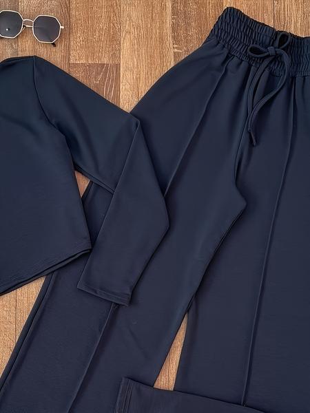 Women's Fashion Two-Piece Set, Long Sleeve Top & Pants Suit, Casual for Spring & Fall, Comfortable Clothing for Daily Wear