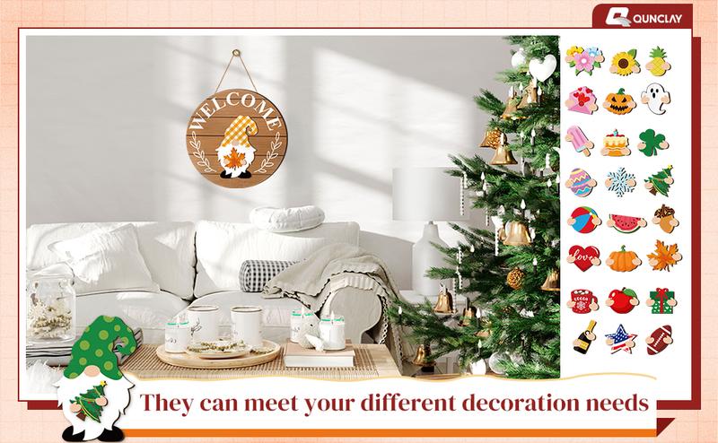 Easter Gnome Welcome Sign Gift Interchangeable Gnome Sign for Frontdoor Decor Wooden Gnome Sign with Magnet Detachable Hats Hands Gnome Wall Hanging for Easter Holiday Seasonal Party Birthday Home Office Living Room Farmer Porch Garden