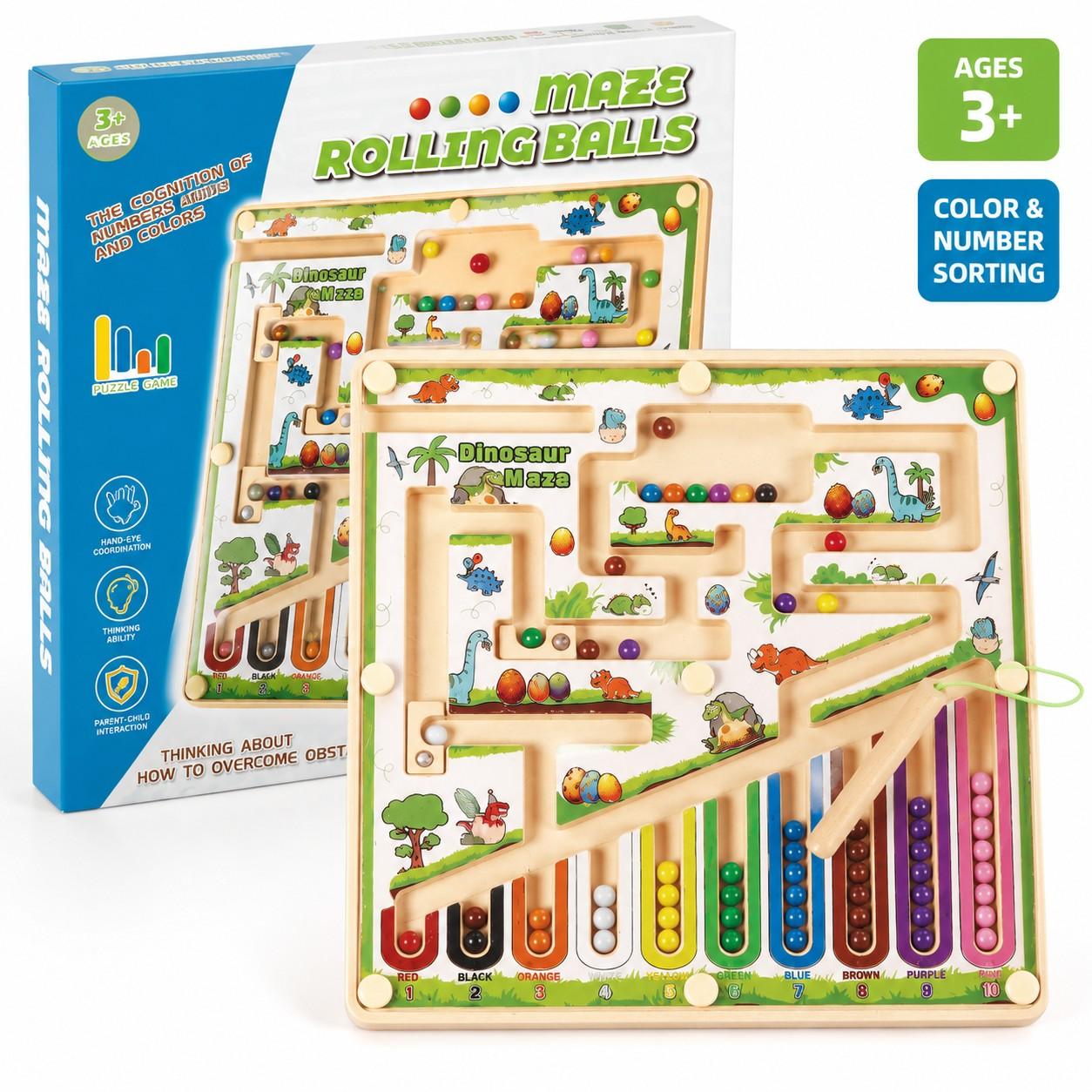 2-In-1 Magnetic Maze Game, Sensory Color Sorting & Counting Board, Early Logic Training Puzzle, Stem Toy for Fine Motor Skills, Ages 3+