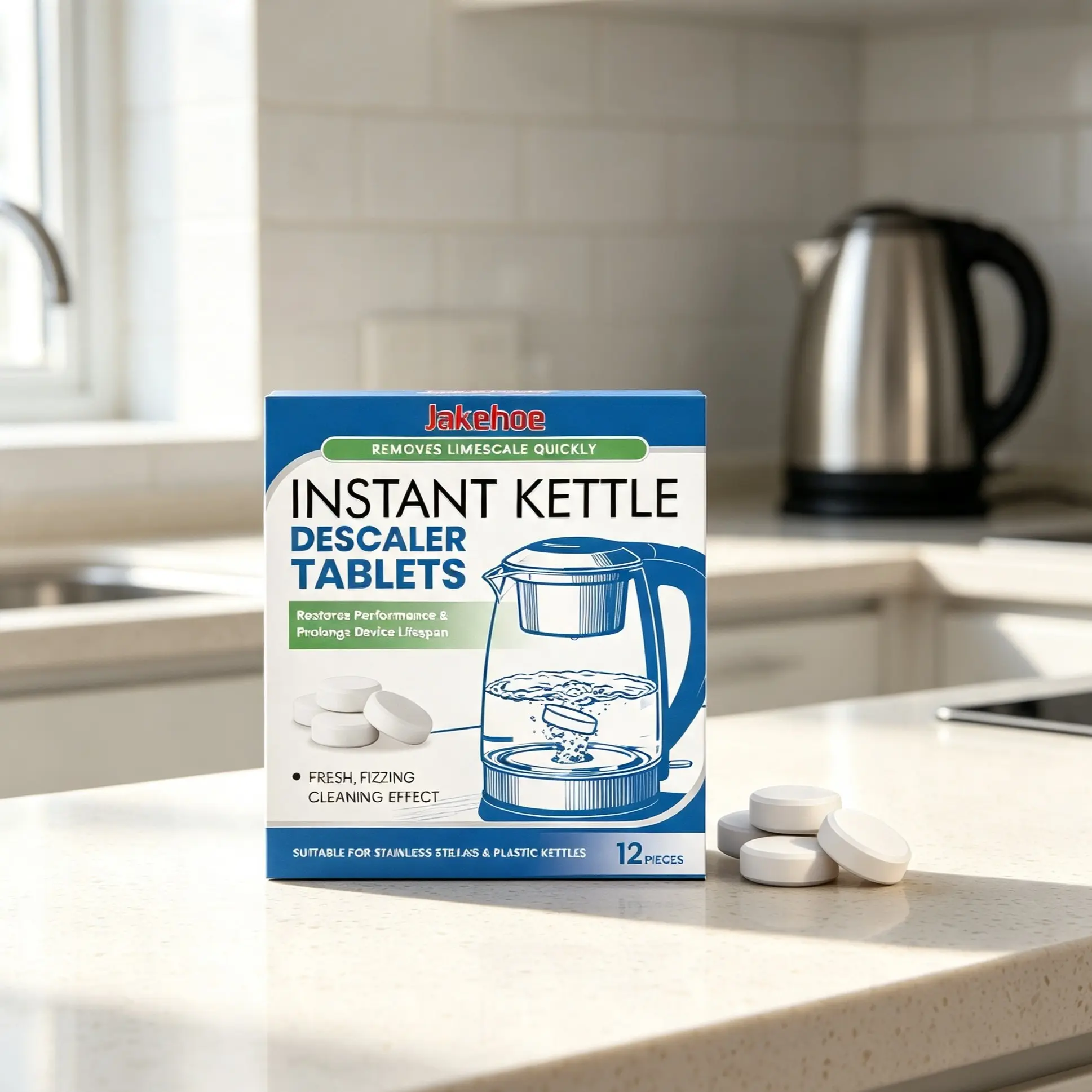Water Kettle Instant Descaler Descaling Tablets, Universal Cleaning Tablets for Water Stains, Limescale Quickly Bright and Clear, Effervescent Descale Tablets
