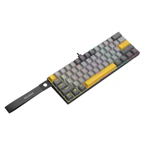AJAZZ Mini Layout NK61 Wired Gaming Mechanical Keyboard Red Switch 61 Key Compact Desktop Space Saving Computer Office Keyboard Mixed Light/RGB Plug and Play Support Multiple Systems Suitable for Gaming and Office