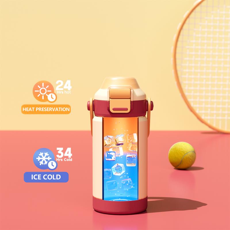 MEOKY 14oz Stainless Steel Cup,Hot Water Mug, Soft Silicone Straw And Direct Drink Spout Design, With Handle And Leak-Proof Lock Lid, BPA-Free, Keep Warm For 34 Hours And Cold For 24 Hours, Suitable For Sports, Office, Travel, And Christmas Gifts