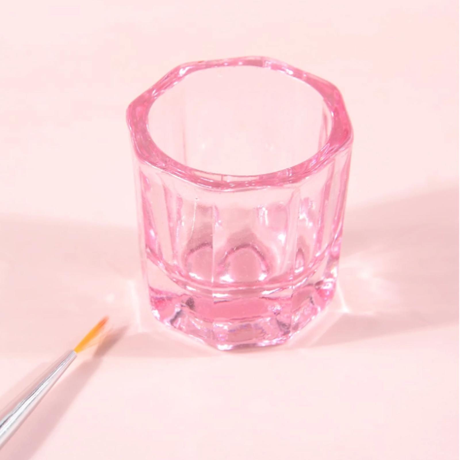 Nail Art Acrylic Nail Brush Cleaning Cup 2-Piece Set Glass Crystal Bowl Grinding Bowl Transparent Glass Gel Mixing Cup Nail Art DIY Palette Crystal Powder Mixer Professional Nail Care Tool Cute Creative Gift