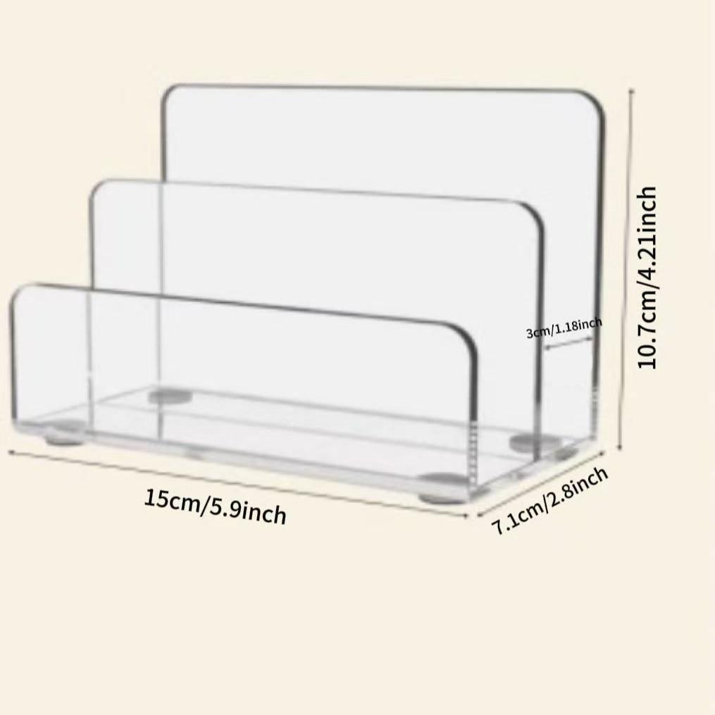 Acrylic Mail Organizer Desktop Storage Rack, 2 Compartments Transparent File Holder, Office Desk Organizer for Home School Office