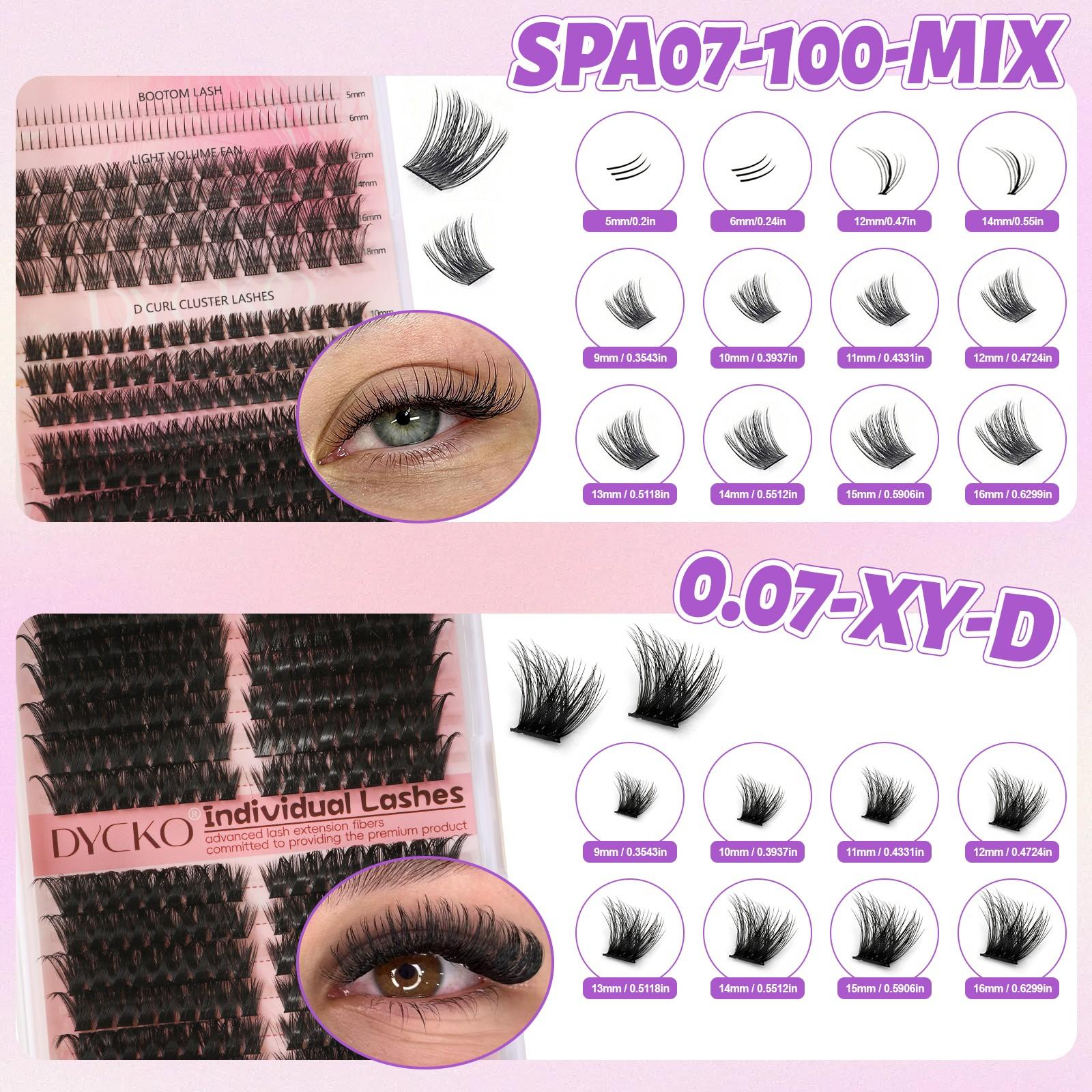 DYCKO 912PCS DIY Eyelash Extension Kit, 11-Pcs Ultimate Lash Clusters Gift Box, 4 Styles Mixed Wispy Manga Individual Lashes, D Curl Starter Set with Bond Seal & Remover, Professional Salon Look at Home