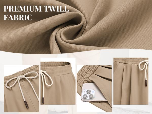 COOFANDY Men's Casual Chino Pants Relaxed Fit Drawstring Elastic Waist Lightweight Pant Twill Pleated Trousers