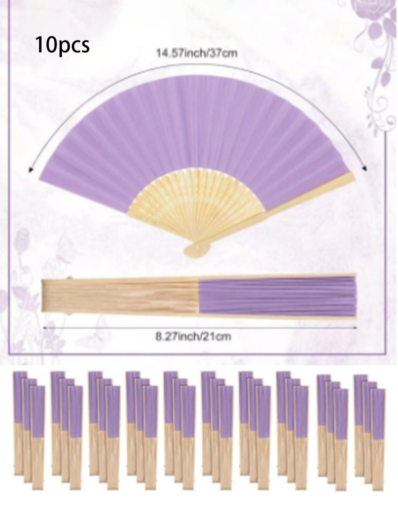 10pcs Paper Fans, Bamboo Folding Fans, Handheld Wedding Fans, Ideal for Brides, Proms, Gifts, Church, Home, Office Decor, DIY