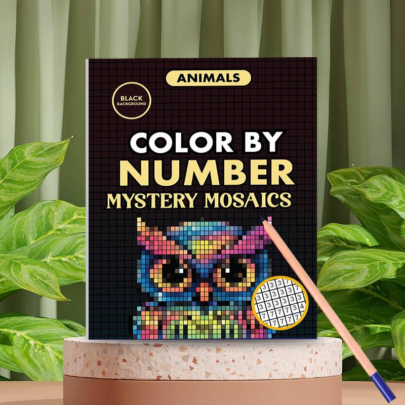 Adult Coloring Book, Mosaic Art Style Stress Relief, Mystery Mosaic Design, Digital Coloring Pages, No Pens Included