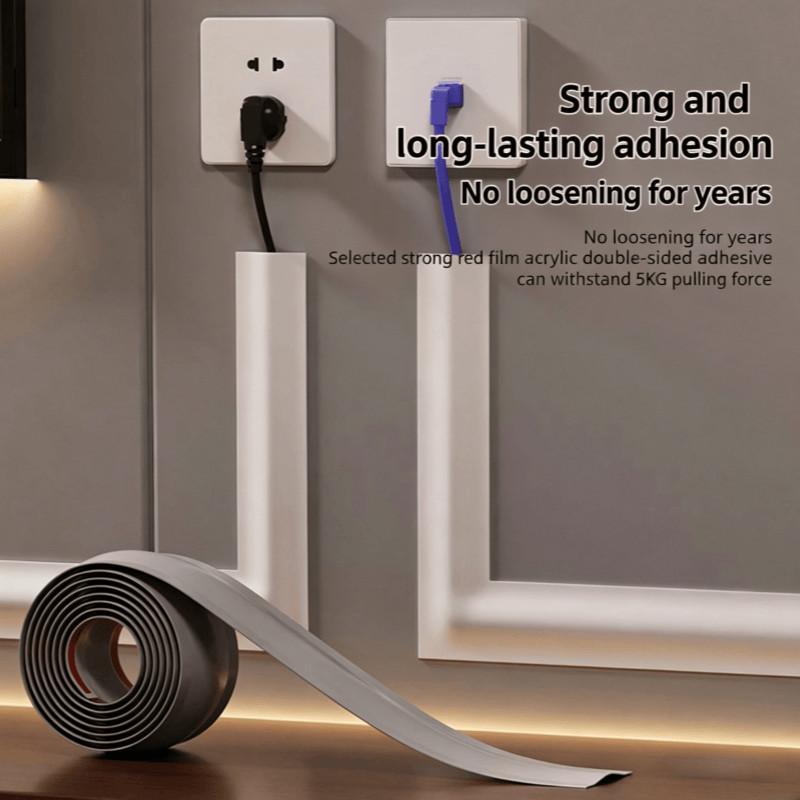 Single Roll 1 Meter Wire Management Tray, Invisible Decorative Cable Organizer, Soft Floor Protection Tool, Hidden Wiring Solution