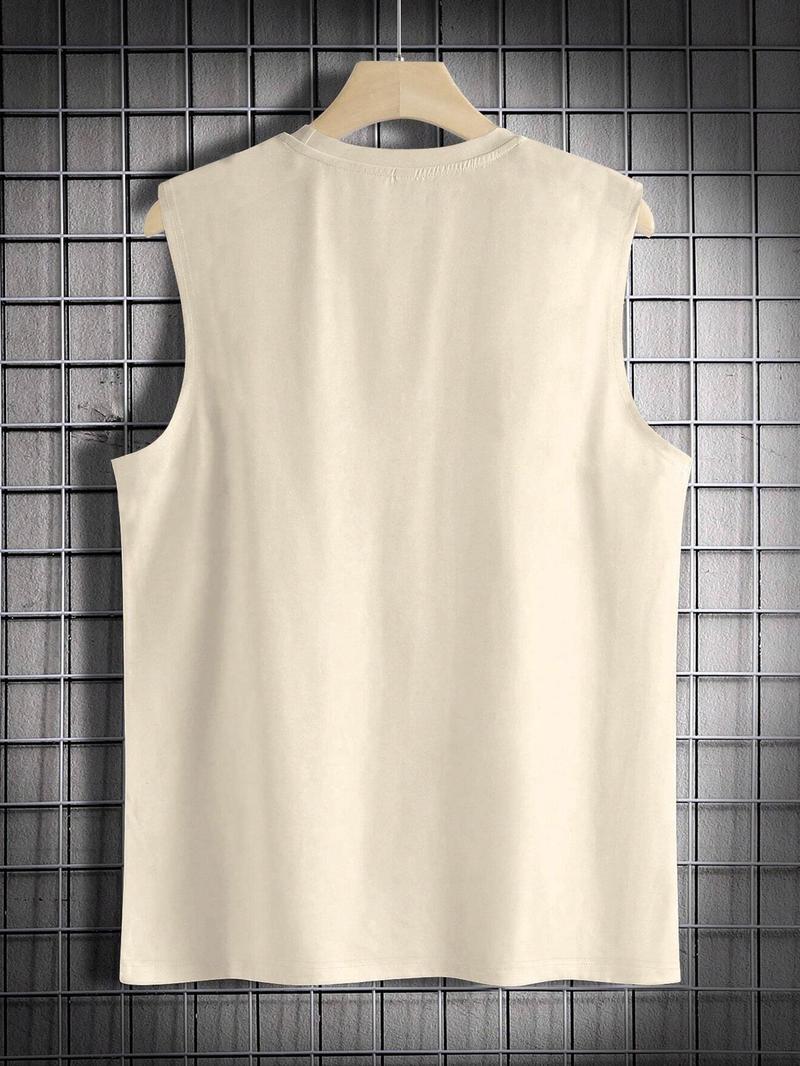 Men's Regular Fit Palm Tree Print Tank Top, Casual Comfy Sleeveless Top for Summer, Fashion Men's Clothes for Beach Vacation, Menswear, Sleeveless Tank Tops