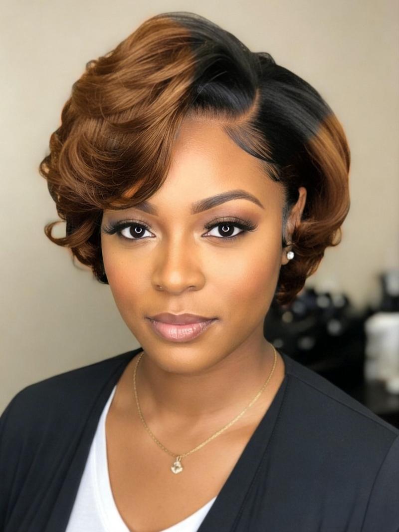13x4 Lace Front Wigs Human Hair Pixie Cut Wig, Pre Plucked 8 Inch Short Body Wave Bob for Women, Glueless Curly Wig, Curly Short Wigs for Stylish Looks