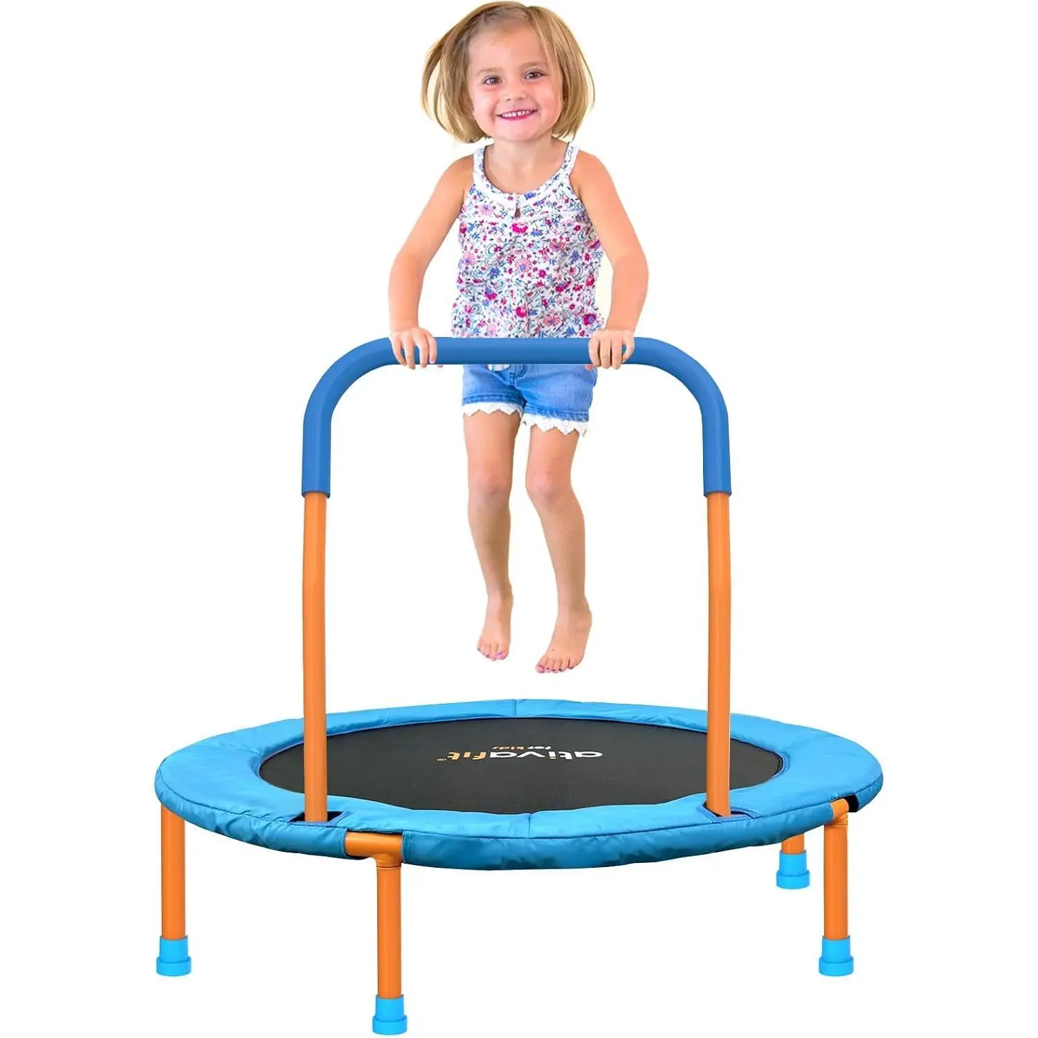 ATIVAFIT 36-Inch Toddler Trampoline with Foam Handle, Foldable Indoor Outdoor Mini Rebounder for Kids Ages 2–6