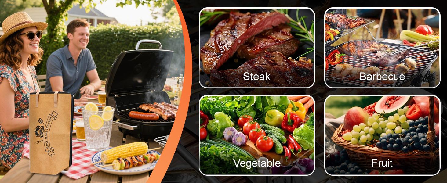 BBQ Blanket for Resting Meat, Meat Resting Blanket, Reusable Warmer Bag, with Ten Oil-Absorbing Papers, Resting Bag with Large Brisket/Beef/Pork Shoulder/Turkey(21inch)