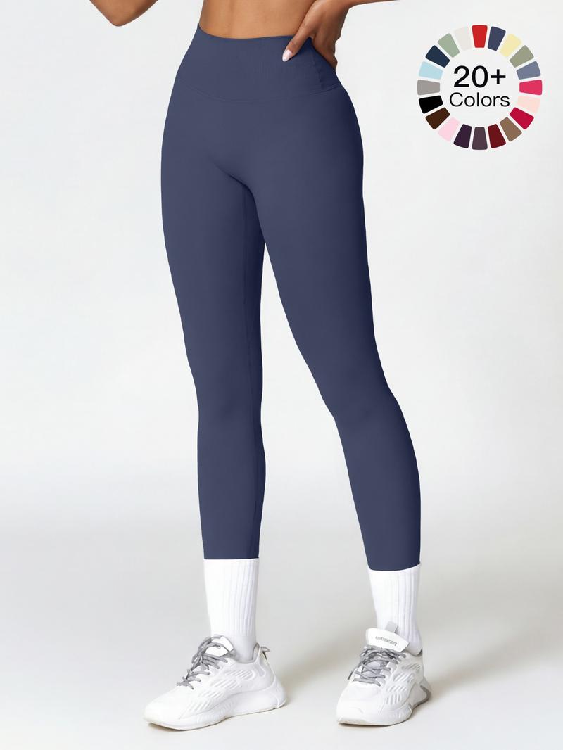 Women's High Waisted Sports Leggings, Solid Color High Stretch Skinny Pants, Ladies Sportswear for Indoor and Outdoor Wear
