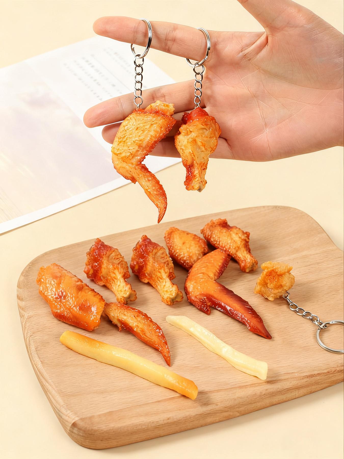 Chicken Block Keychain, Fashionable Chicken Food Accessory, Cute Car Key Chain, Realistic Fried Chicken Key Ring, Women's Key Holder, Lightweight Keychain, Keychain For Bags