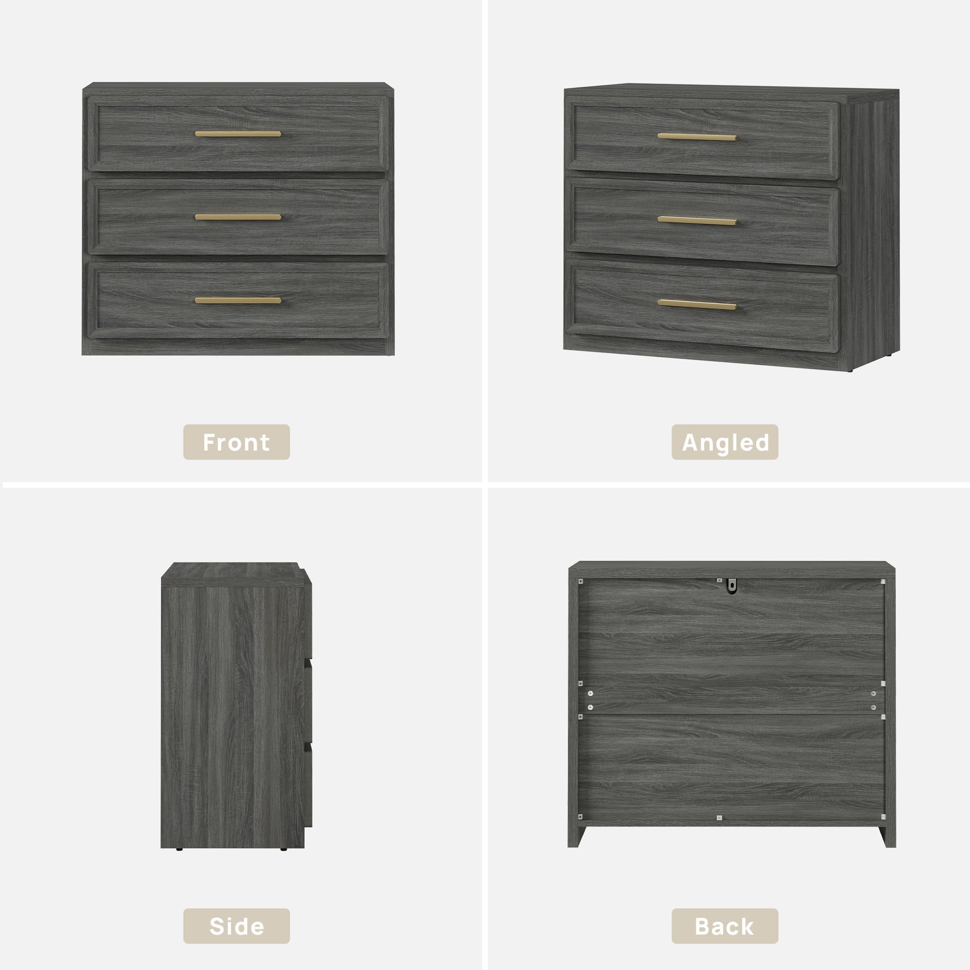 SICOTAS Night Stand Oversized Extra Large Nightstand Tall Bedside Side Table with 3 Drawers