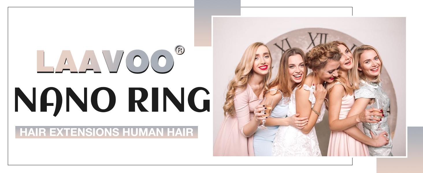 LaaVoo Nano Ring Hair Extensions Human Hair Nano Beads Extensions Nano Tip 50 Gram FallFreshness SpringStatements