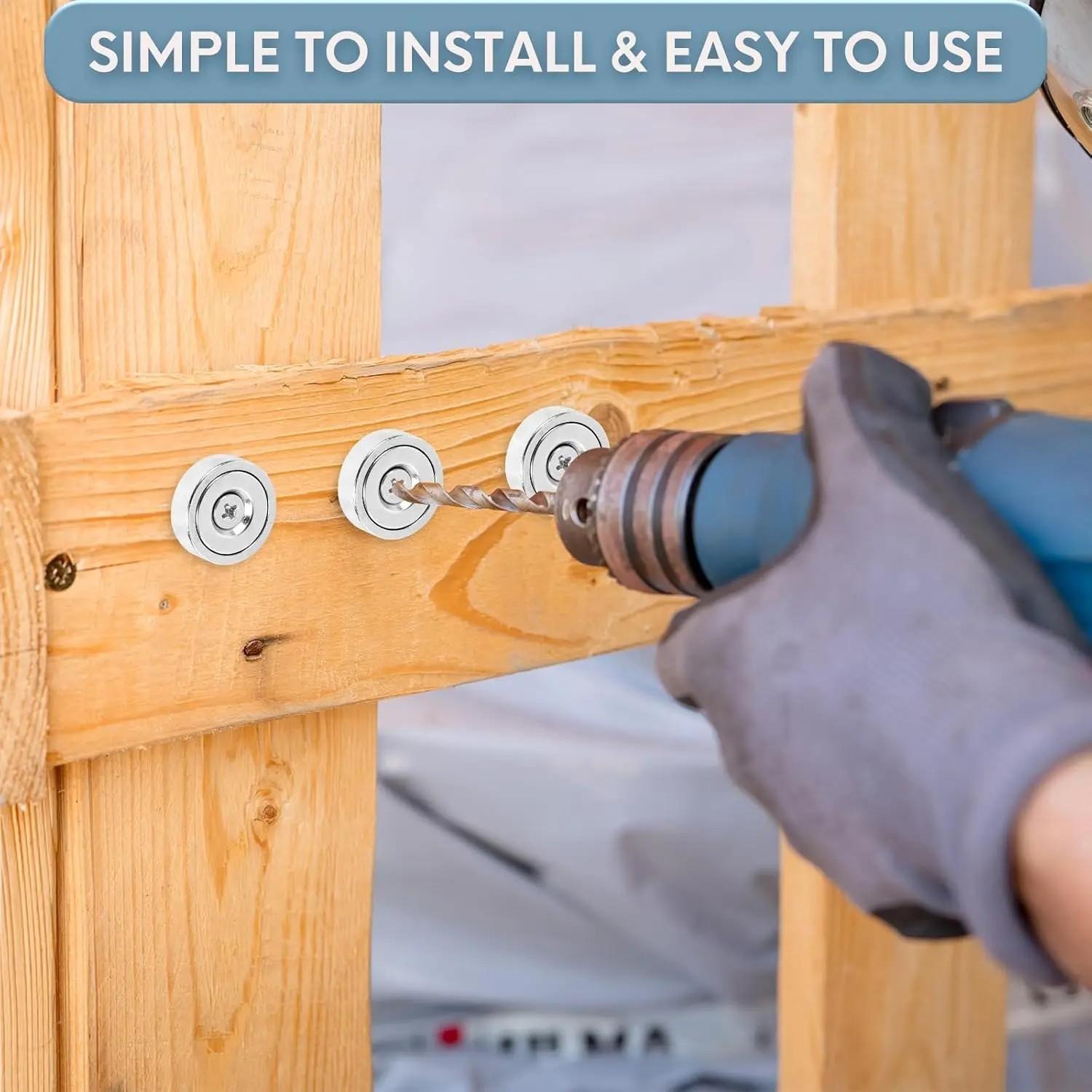 8/16/32pcs Rare Earth Magnets, 0.63 Inch Discs with Screws, 20lb Load Capacity, DIY Woodworking, Kitchen Organization, Metal Accessories