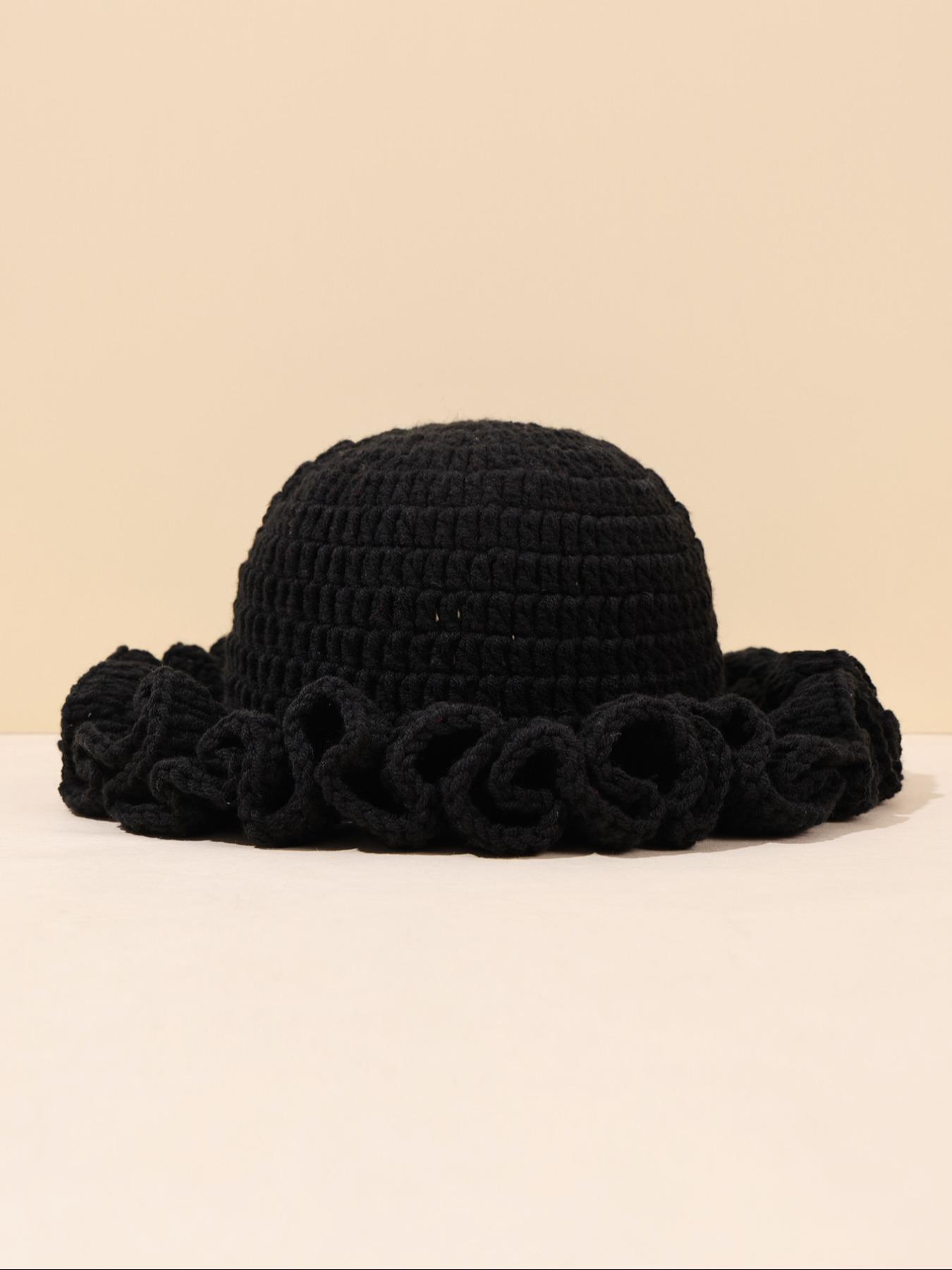 Women's Solid Color Ruffle Knitted Hat, 13 Colors Available, Compact & Exquisite Design, Perfect for Vacations & Gifts