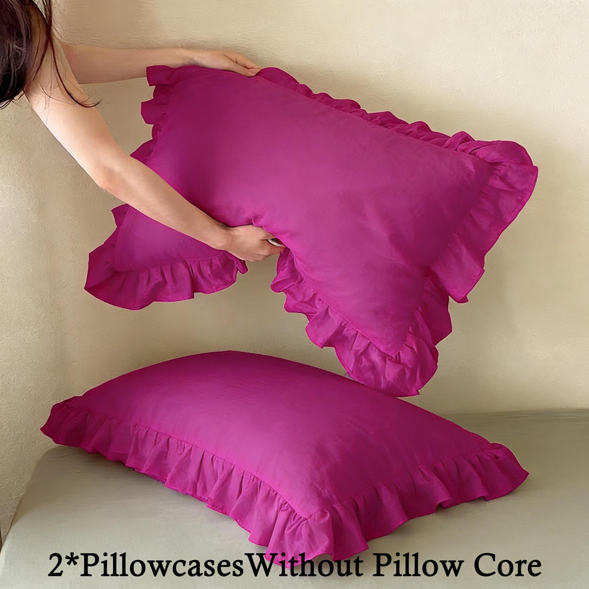 Solid Color Ruffle Pillowcase Set, Crafted with Raffle Detail, includes 2 Pillowcases Without Pillows, Soft and Comfortable Bedding Accessories