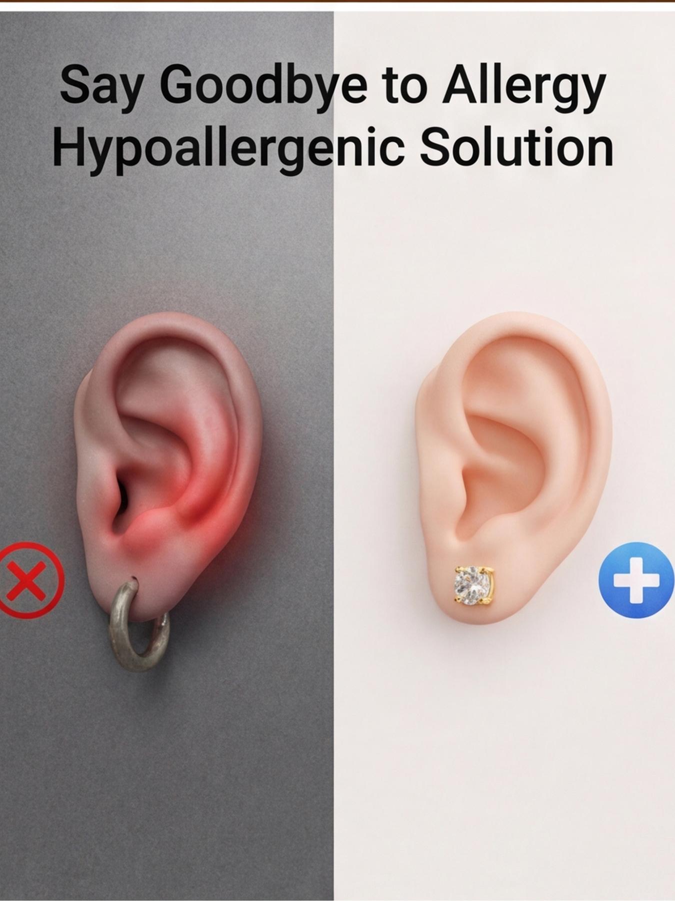 Women's Hypoallergenic Classic 4-Prong Round Cut Clear Crystal Stud Earrings, Gold Plated Solitaire CZ Diamond Stud Earrings, Timeless Minimalist Fashion Jewelry for Everyday Wear Office Wedding & Gift