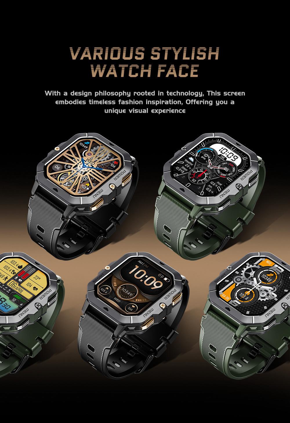 C28 Smartwatch Waterproof 2.02 Inch HD Display Ai Features Supports 10m Depth Battery Capacity 410mah over 120 Sports Modes Heart Rate Sleep Monitor