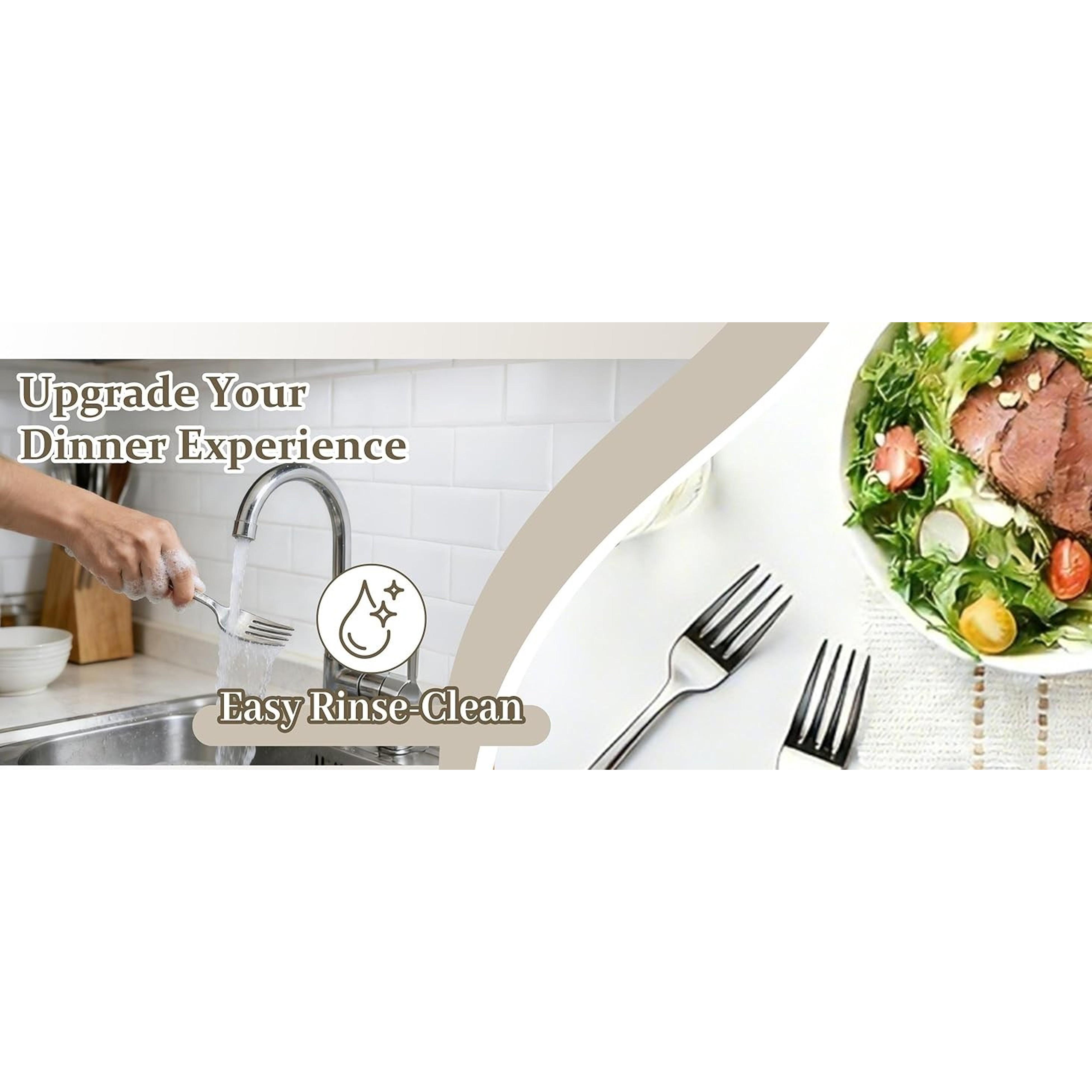 24-Piece Food Grade Stainless Steel Silverware Set - 12 Forks, 12 Spoons, Mirror Polished, Dishwasher Safe for Home, Restaurant Kitchen Utensils
