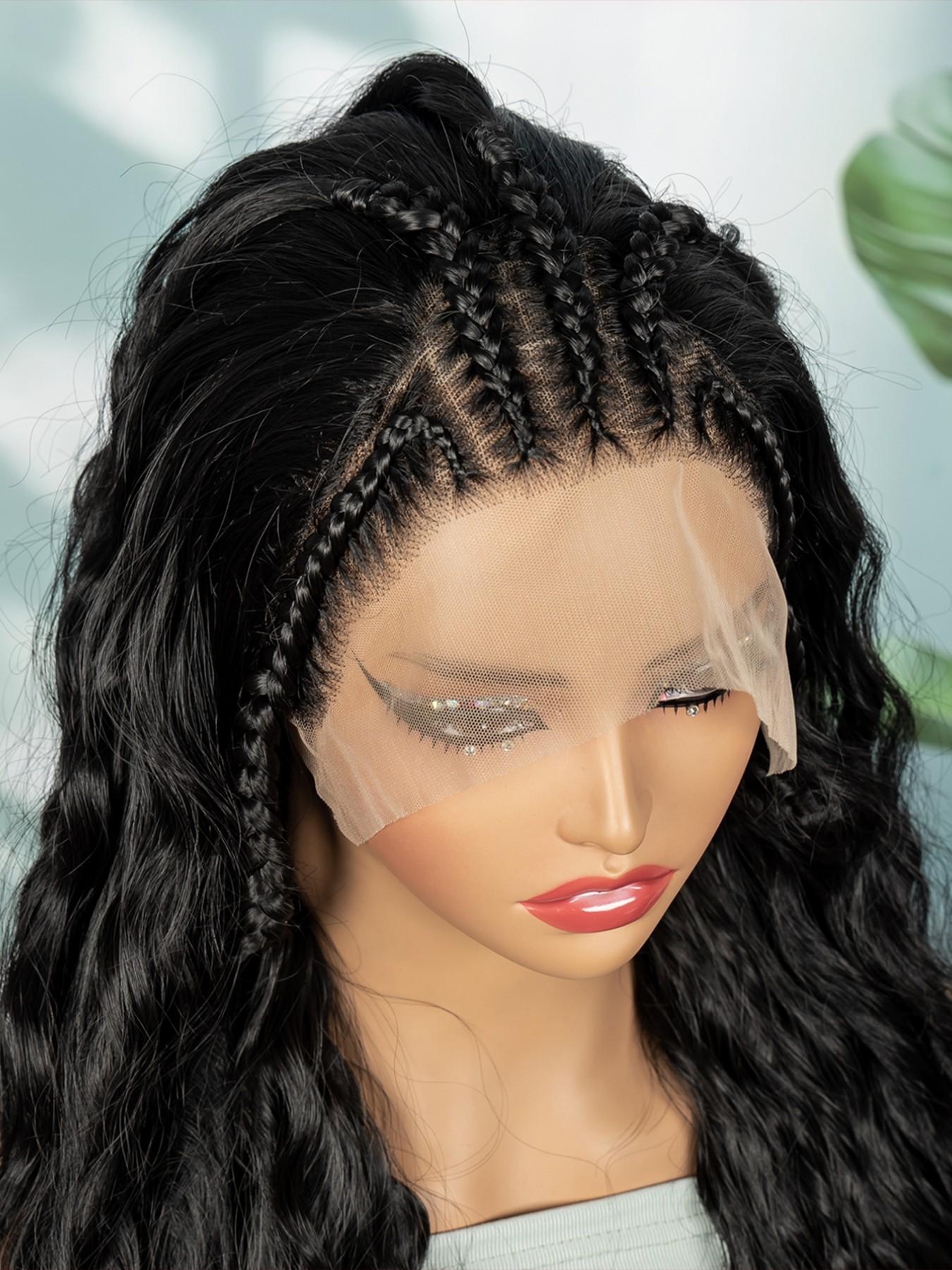 Stunning Knotless Braids Wig, Extra Long & Fluffy Curls, Perfect for Stylish Looks, Easy to Wear, Ideal for Daily Use, Synthetic Curly Wigs, Curly Braided Wigs