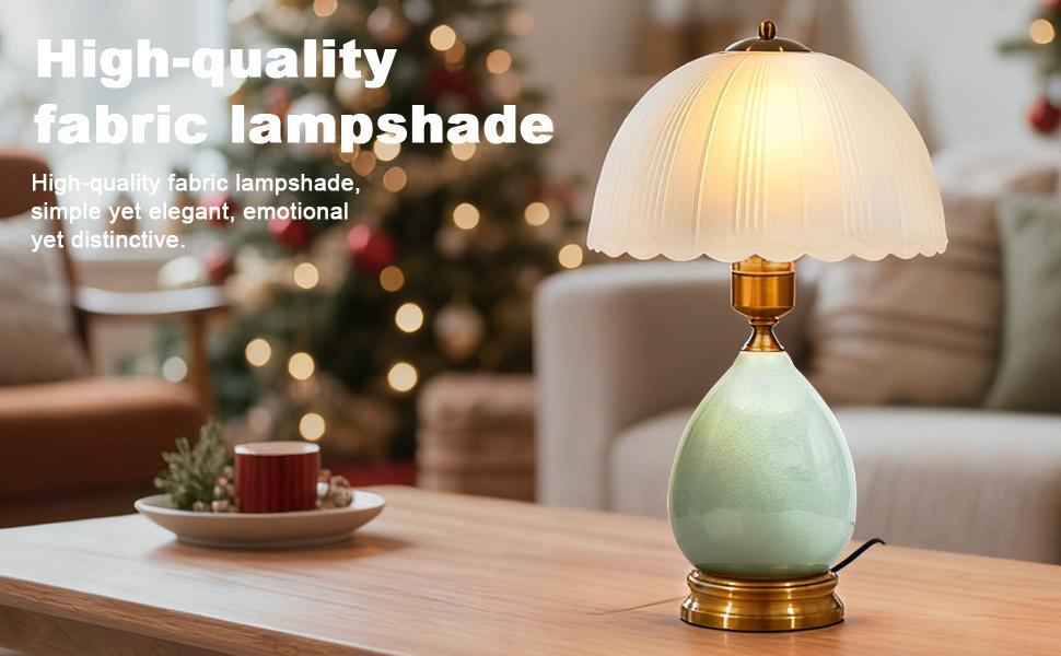 Ceramic Table Lamp Modern Vintage Lamps for Bedroom Living Room with Frosted Glass Lampshade, Desk Bedside Small Lamps for Living Room Night Stands Bedroom