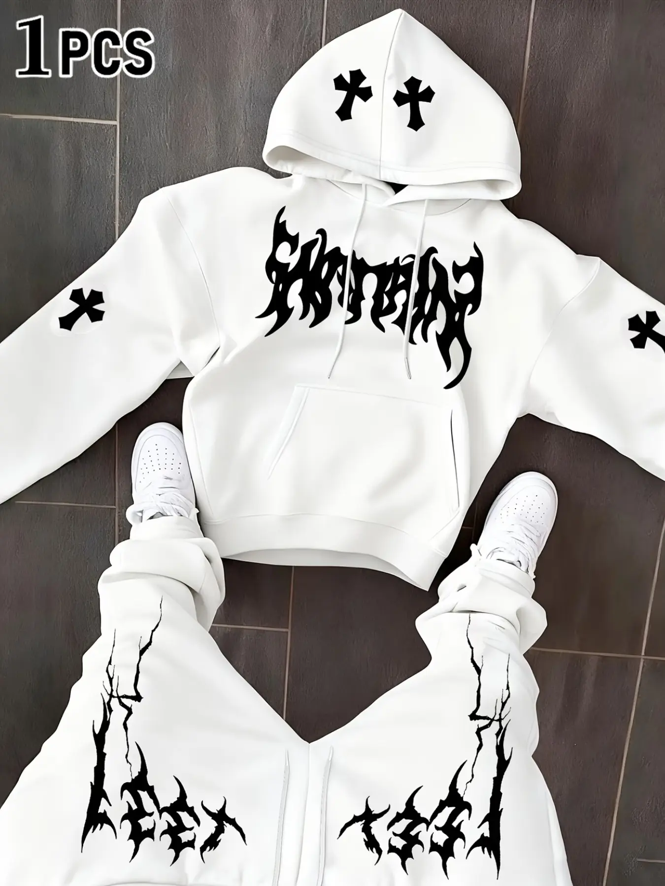 Men's Fashion Hooded Sweatshirt, Creative Cross Letter Print, Comfortable Versatile Fabric, Essential for Fall Winter