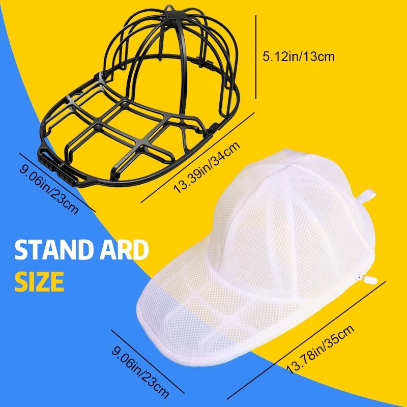 Baseball Cap Washer Holder - Adjustable Laundry Mesh Bag for Washing Machine, Anti-Distortion Cap Cleaning Rack with Protective Frame for Baseball Hats, Household & Travel Use