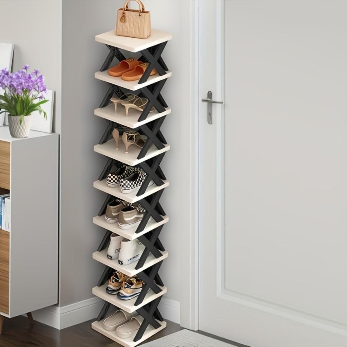 Space-Saving Corner Shoe Rack Storage - Tall, Narrow and Sturdy Plastic Storage Shelf, Suitable for Shoes and Boots, Multi-Purpose Storage, Ideal for Hallways, Closets, Garages and Living Rooms, for Shoe Organization and Arrangement