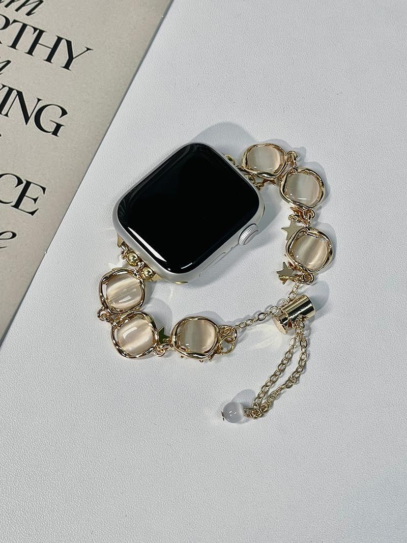Opal Star Charm Apple Watch Band, Bling Stainless Steel Jewelry Bracelet Strap Compatible with Apple Watch 38/40/41/42/44/45/49mm