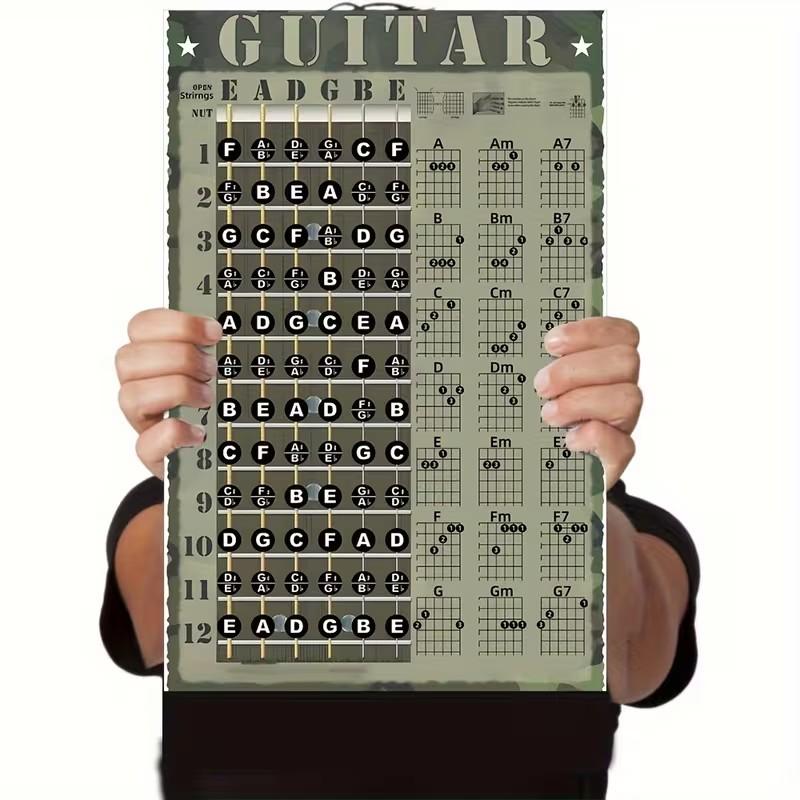 Guitar Chord and Fretboard Note Chart Stickers, Beginner Teaching Poster, Includes Chord and Note Stickers, 17 Inches X 11 Inches