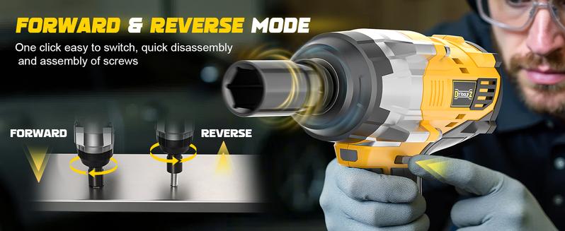 1700Ft-lbs (2300N.m) Cordless Impact Wrench 1/2" Compatible with Dewalt/Milwaukee Battery(No Battery!!),Brushless Impact Gun with 4 Modes & LED Light for CarTruck