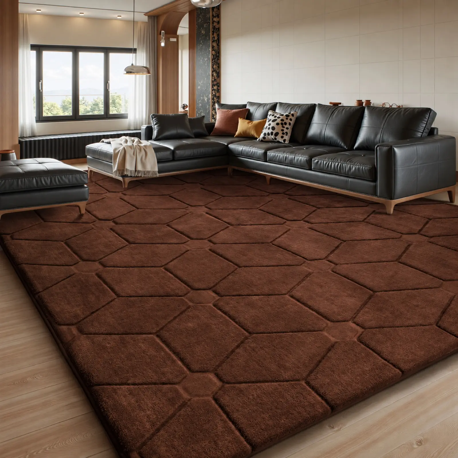 FAMVAL Super Soft Fluffy Geometric Pattern Decorative Area Rug - Non-Slip Bottom, Wrinkle Resistant, Diamond Texture, Handwashable, Durable, Indoor Use for Bedroom (Girls’ Room)