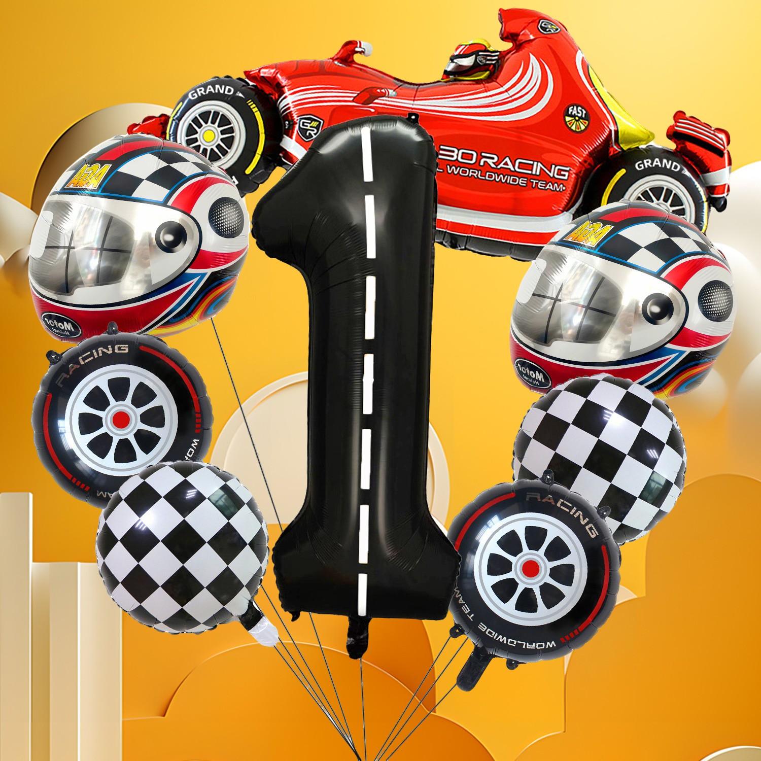 Race Car Theme Foil Balloons, Multi Shape Mixed Color Set, Sports Events, Championship Celebrations, Festival & Party Decor